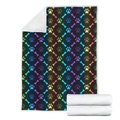 Paw Rainbow Pattern Print Design A01 Premium Blanket