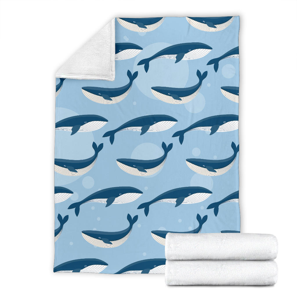 Blue Whale Pattern Print Design 02 Premium Blanket