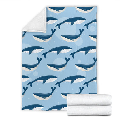 Blue Whale Pattern Print Design 02 Premium Blanket