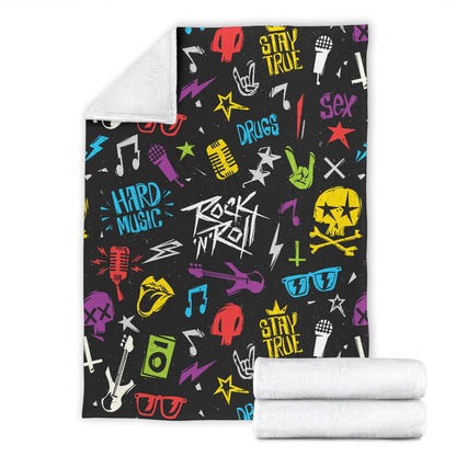 Rock and Roll Pattern Print Design A02 Premium Blanket