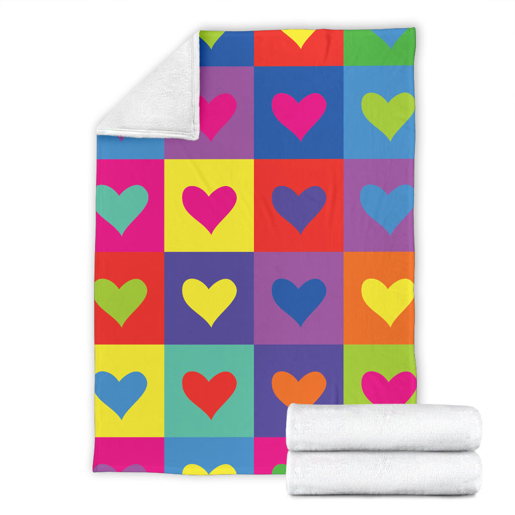Pop Art Heart Pattern Print Design A01 Premium Blanket