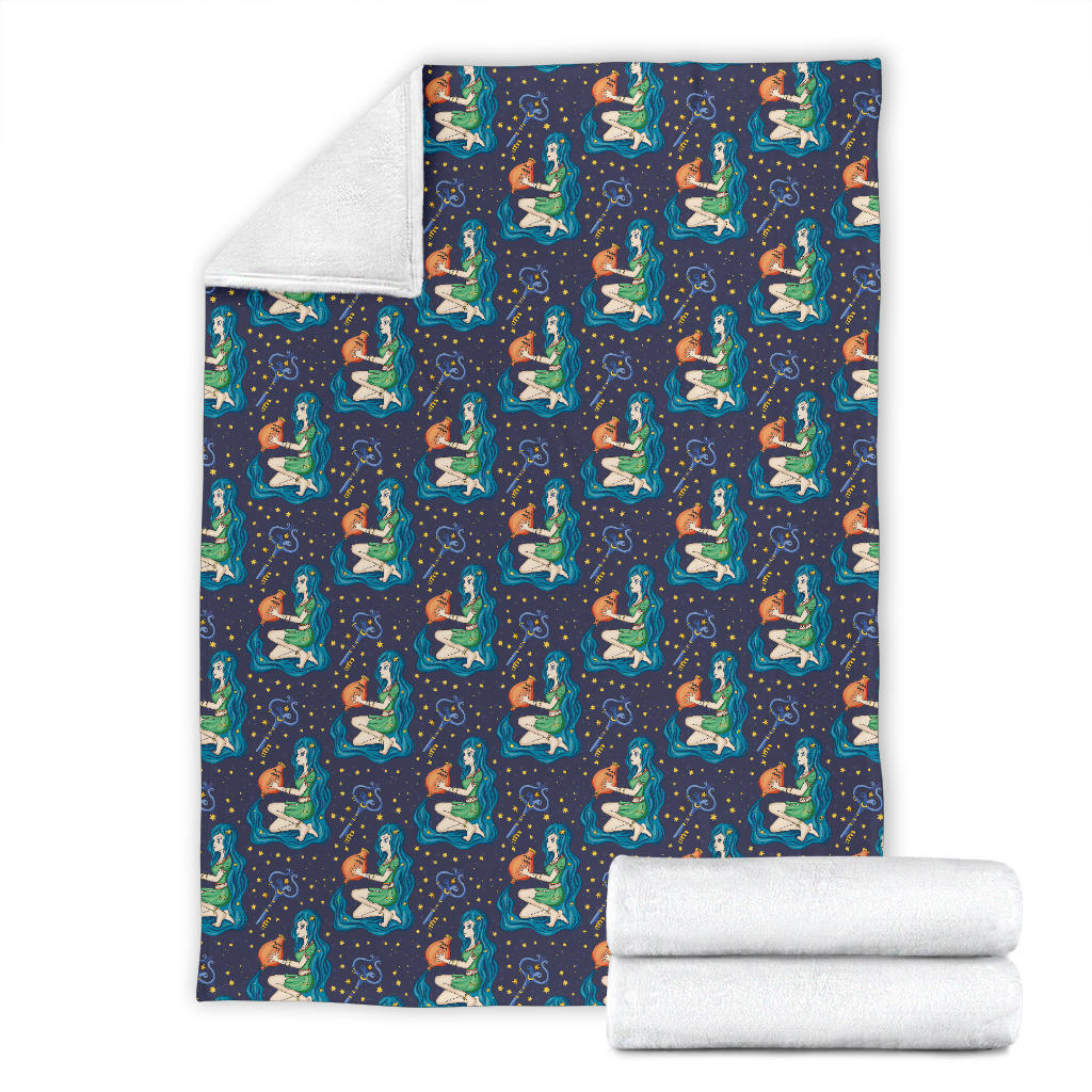Aquarius Zodiac Pattern Print Design 03 Premium Blanket