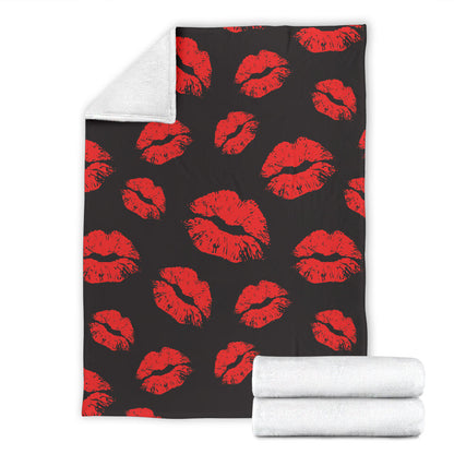 Lip Red Pattern Print Design 02 Premium Blanket