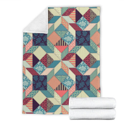 Patchwork Pattern Print Design 02 Premium Blanket