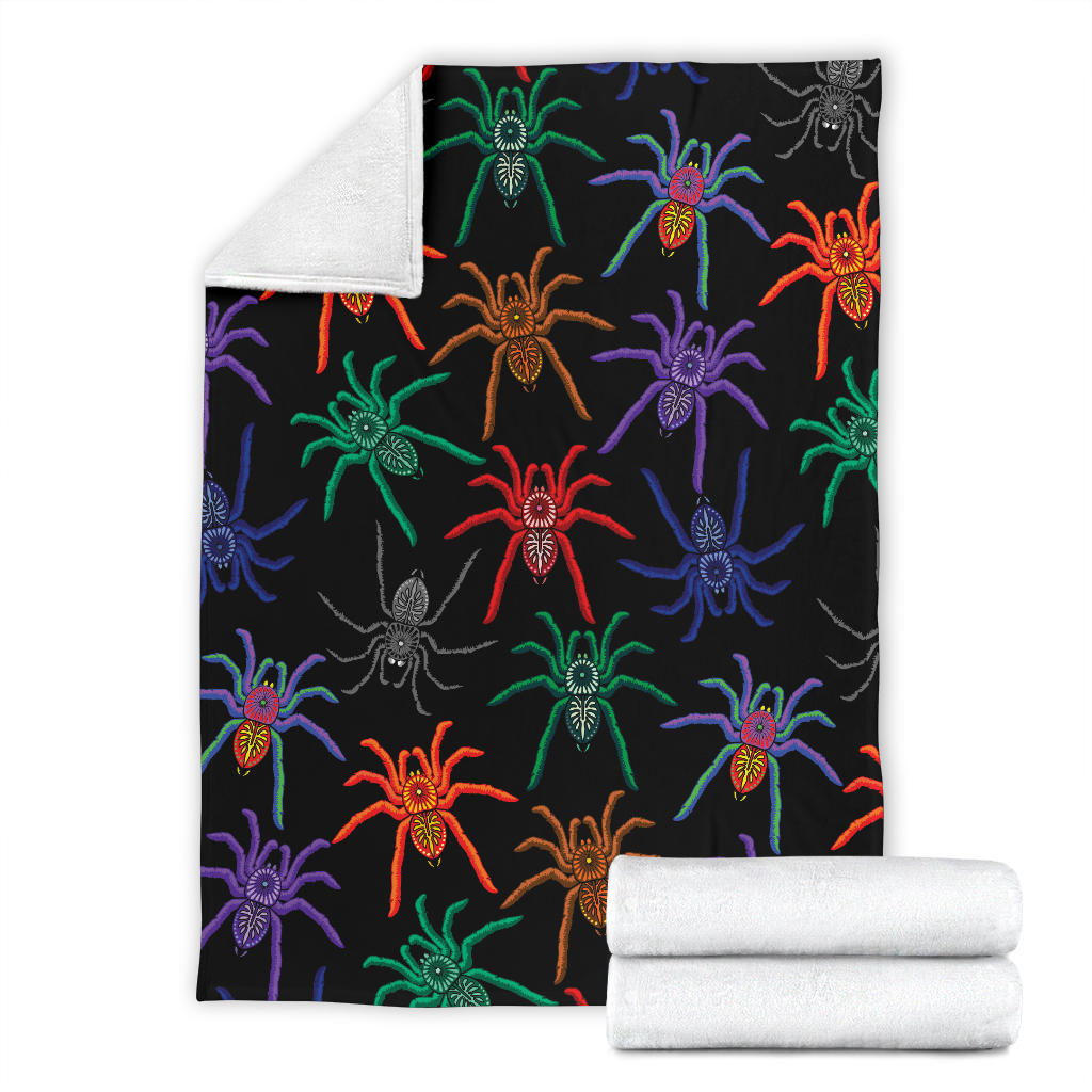Tarantula Neon Color Pattern Print Design 03 Premium Blanket