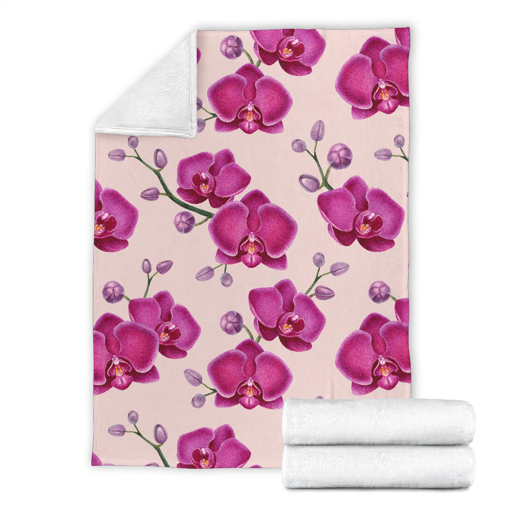 Orchid Pattern Print Design A02 Premium Blanket