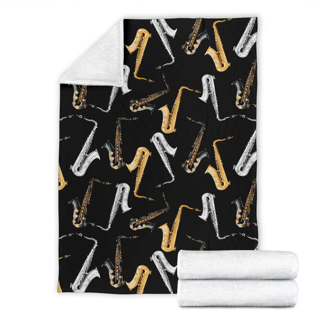 Saxophone Pattern Print Design 01 Premium Blanket