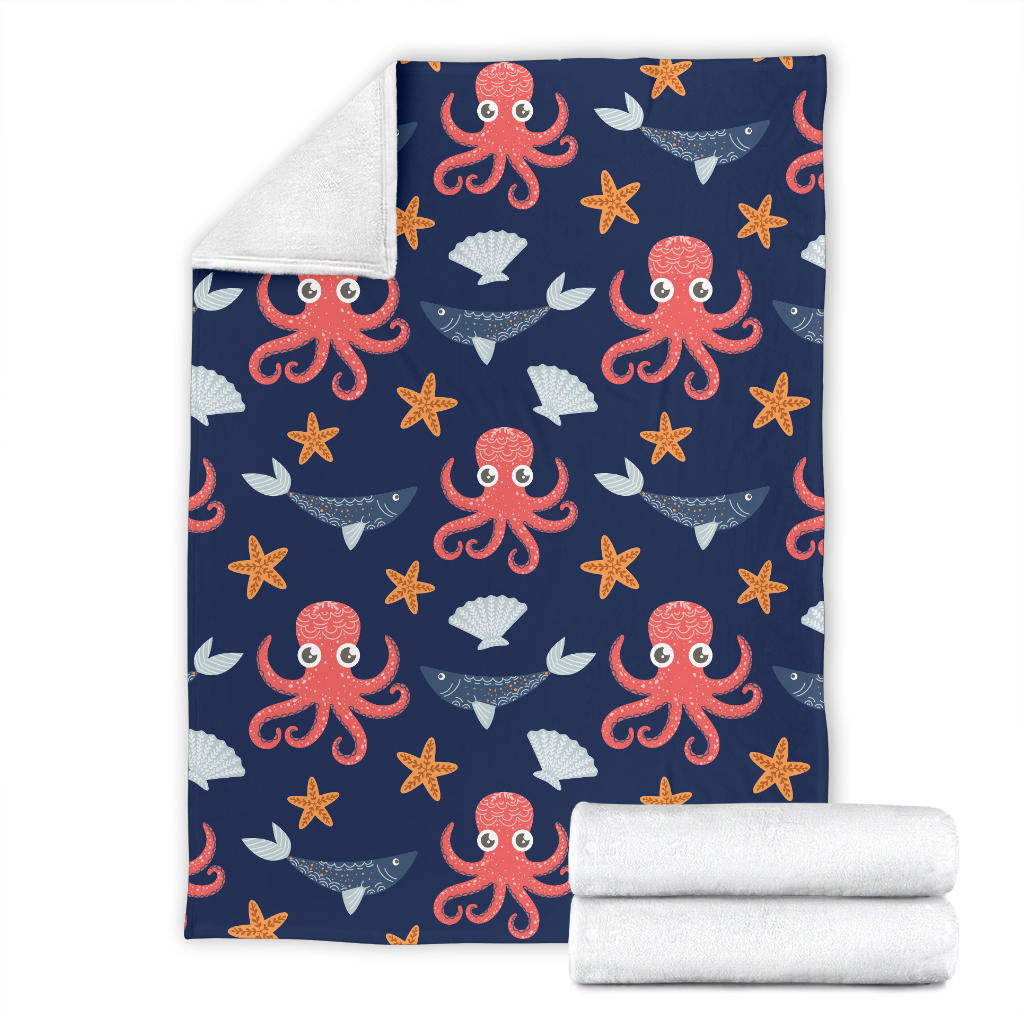 Octopus Pattern Print Design A04 Premium Blanket