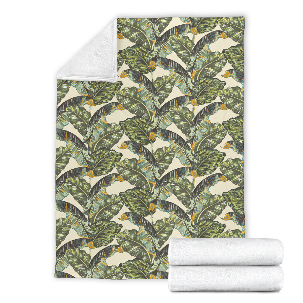 Banana Leaf Pattern Print Design 04 Premium Blanket