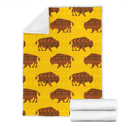Bison Native Pattern Print Design 01 Premium Blanket