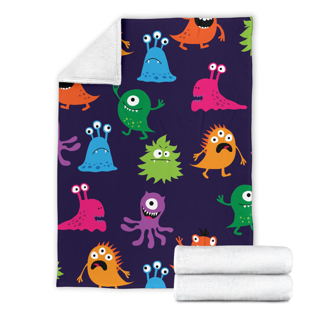 Monster Cartoon Pattern Print Design 02 Premium Blanket