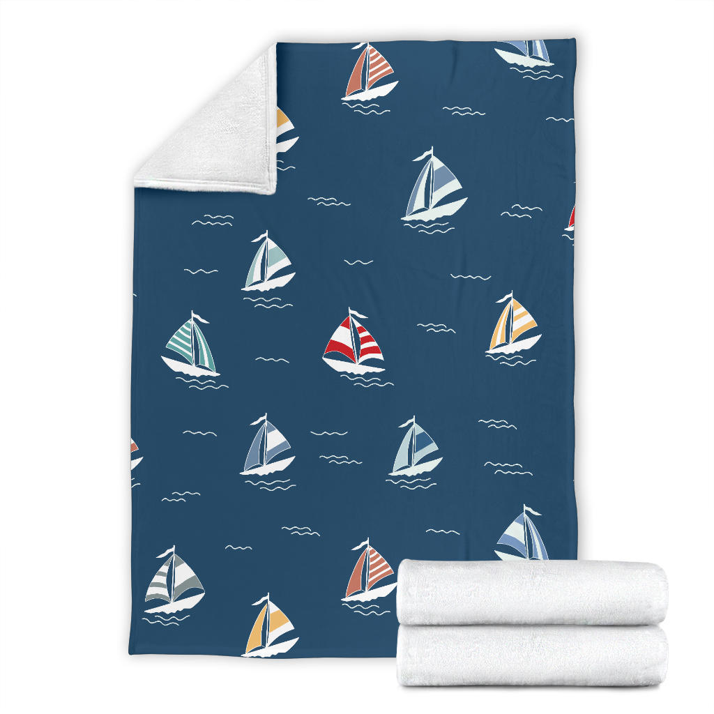 Sailing Ships Pattern Print Design A02 Premium Blanket