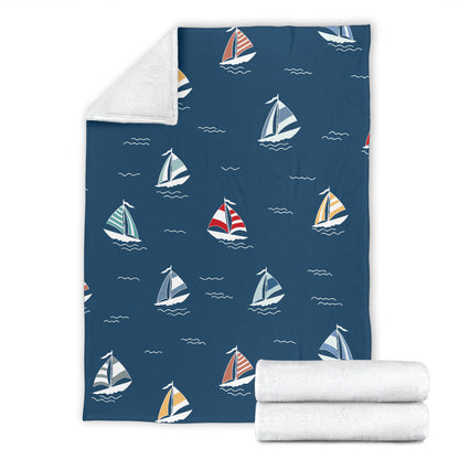 Sailing Ships Pattern Print Design A02 Premium Blanket