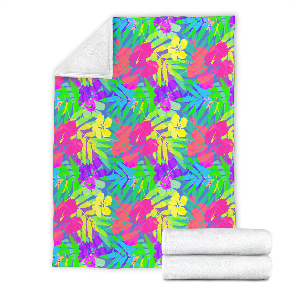 Neon Tropical Pattern Print Design A03 Premium Blanket