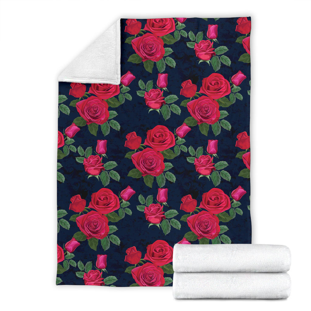 Rose Pattern Print Design A04 Premium Blanket