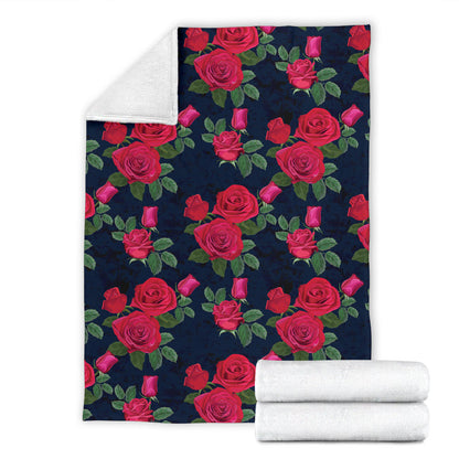 Rose Pattern Print Design A04 Premium Blanket
