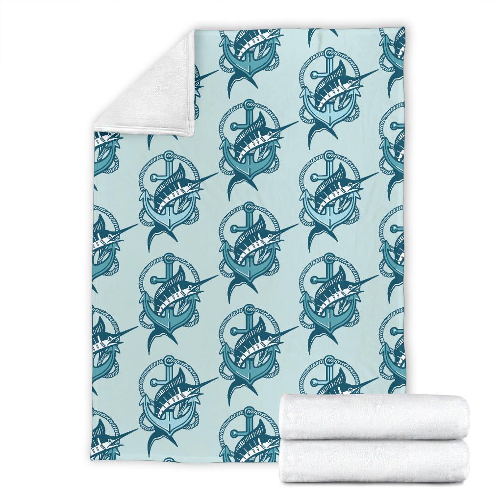 Swordfish Pattern Print Design 03 Premium Blanket