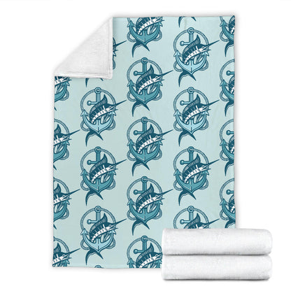 Swordfish Pattern Print Design 03 Premium Blanket