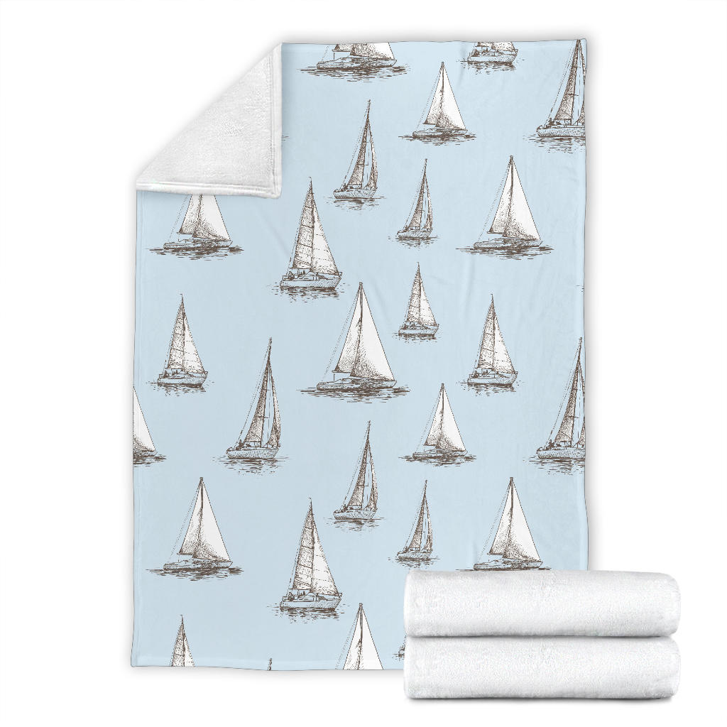 Sailing Ships Pattern Print Design A01 Premium Blanket