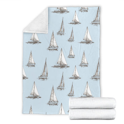 Sailing Ships Pattern Print Design A01 Premium Blanket