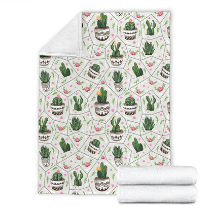 Cactus Pattern Print Design 04 Premium Blanket