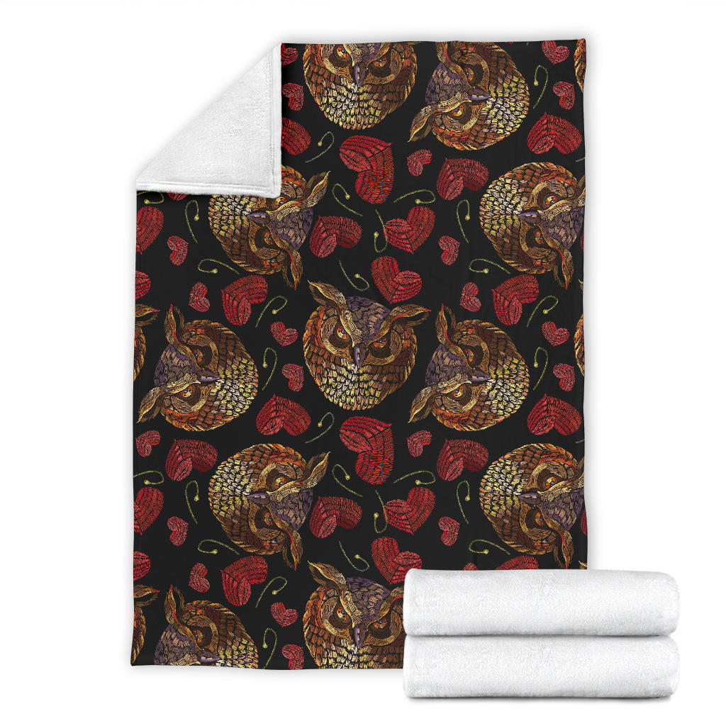 Owl Pattern Print Design A08 Premium Blanket