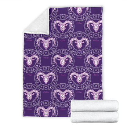 Aries Zodiac Pattern Print Design 02 Premium Blanket