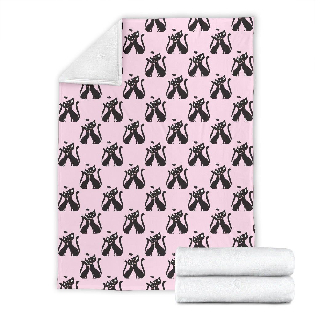 Black Cat Pattern Print Design 01 Premium Blanket