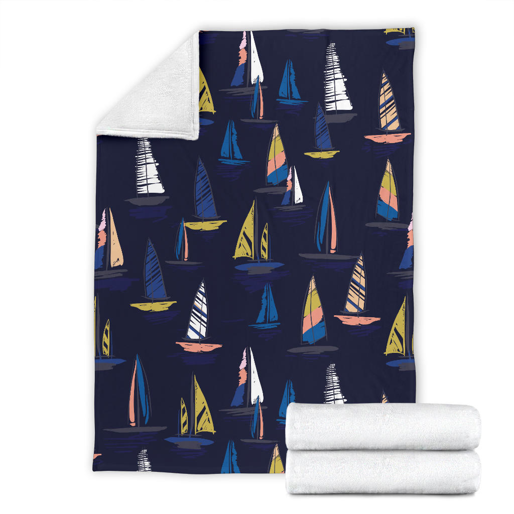 Sailing Ships Pattern Print Design A03 Premium Blanket