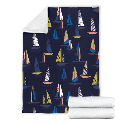 Sailing Ships Pattern Print Design A03 Premium Blanket