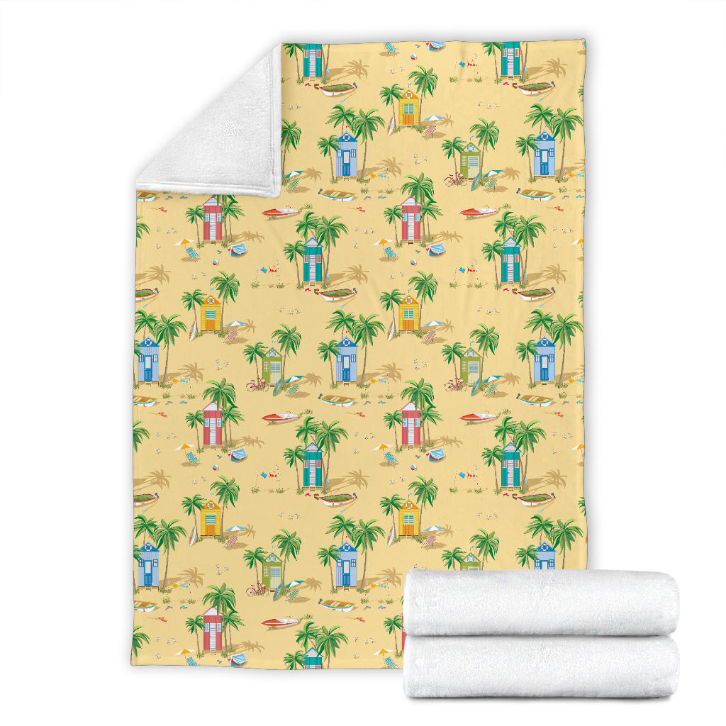 Beach Themed Pattern Print Design 01 Premium Blanket