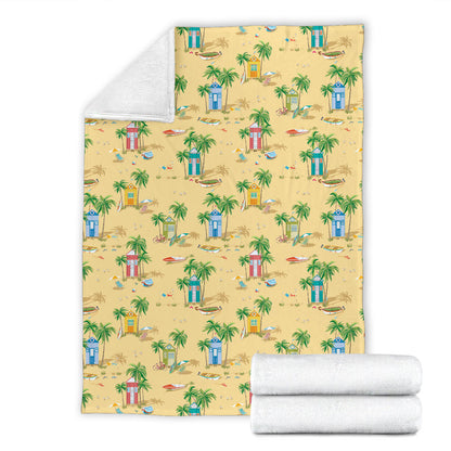 Beach Themed Pattern Print Design 01 Premium Blanket