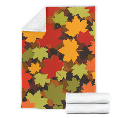 Maple Leaf Pattern Print Design 05 Premium Blanket