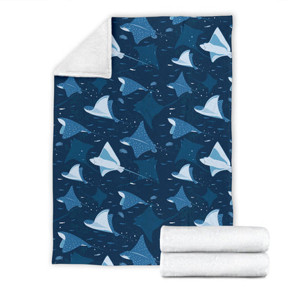 Manta Ray Pattern Print Design 02 Premium Blanket