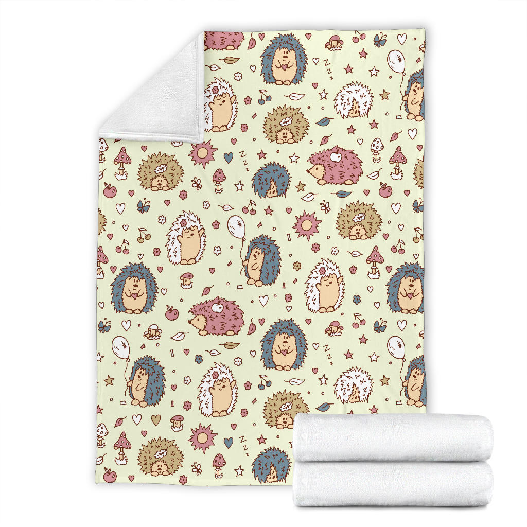 Hedgehog Cute Pattern Print Design 01 Premium Blanket