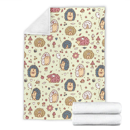 Hedgehog Cute Pattern Print Design 01 Premium Blanket