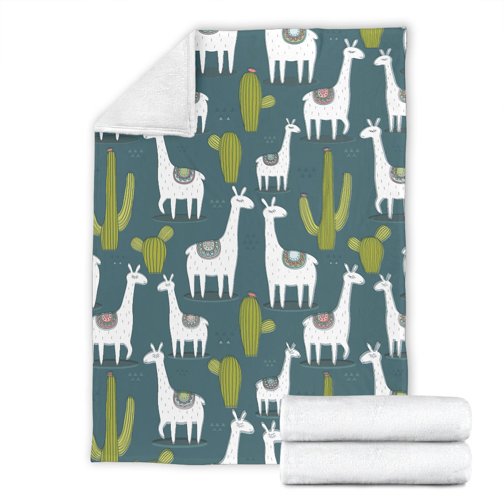 Llama Cactus Pattern Print Design 03 Premium Blanket