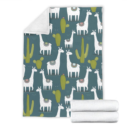 Llama Cactus Pattern Print Design 03 Premium Blanket