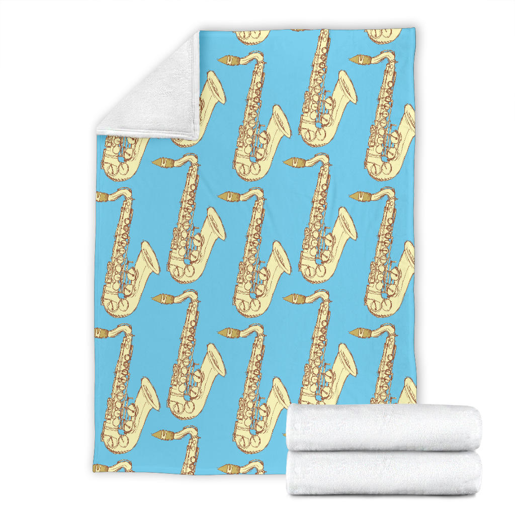 Saxophone Pattern Print Design 03 Premium Blanket
