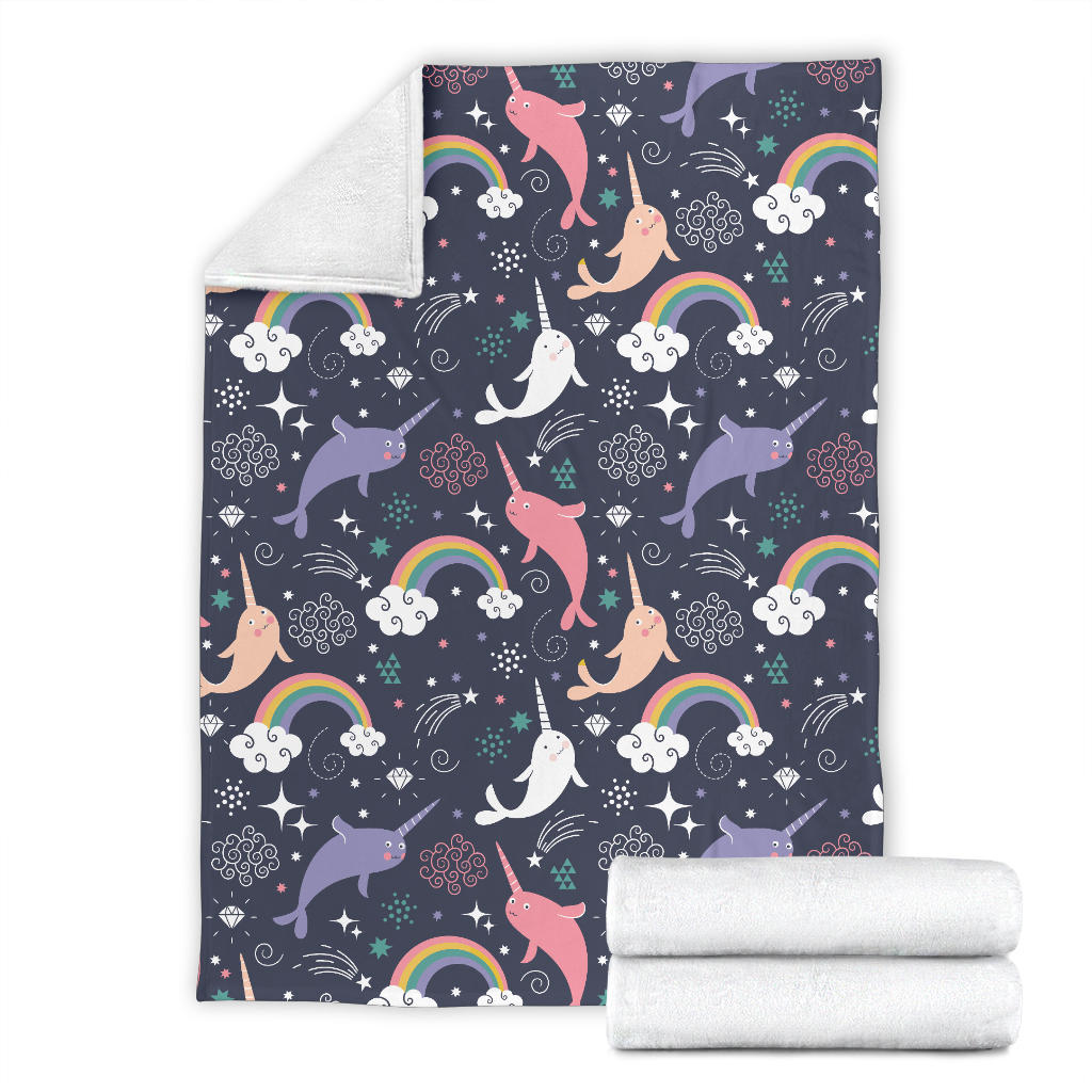 Narwhal Pattern Print Design 01 Premium Blanket