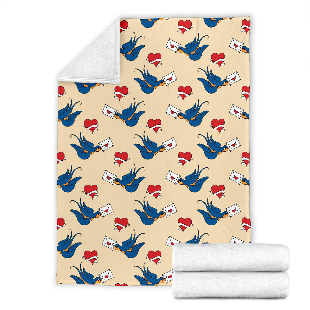 Swallow Bird Pattern Print Design 05 Premium Blanket