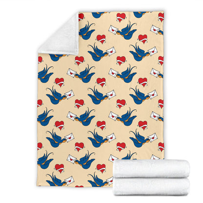 Swallow Bird Pattern Print Design 05 Premium Blanket