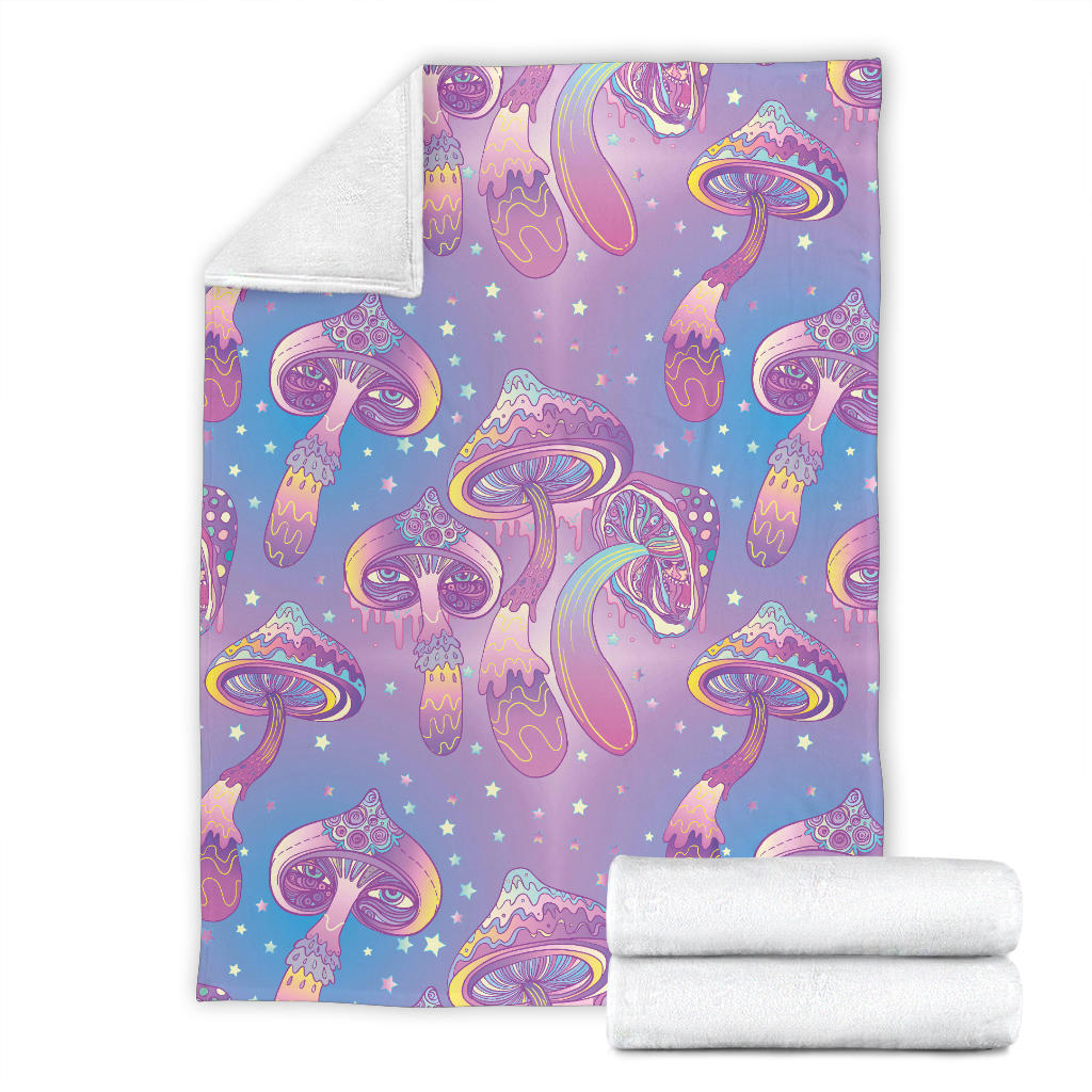 Psychedelic Mushroom Pattern Print Design A01 Premium Blanket