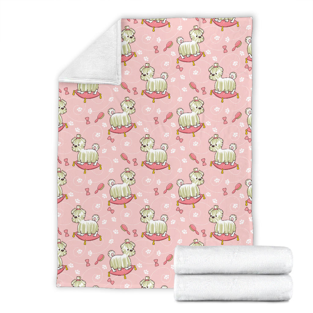 Bichons Frise Pattern Print Design 01 Premium Blanket