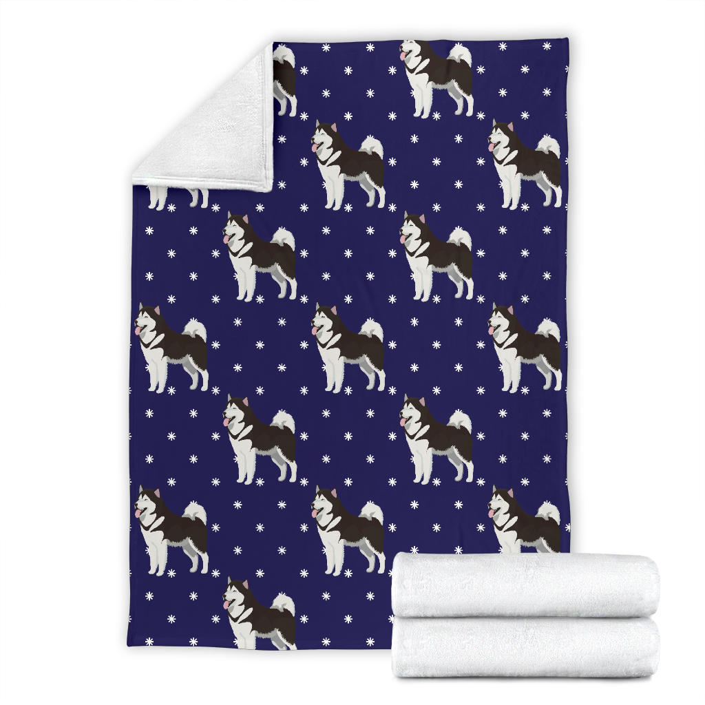 Alaskan Malamute Pattern Print Design 04 Premium Blanket