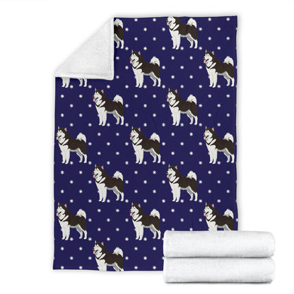 Alaskan Malamute Pattern Print Design 04 Premium Blanket