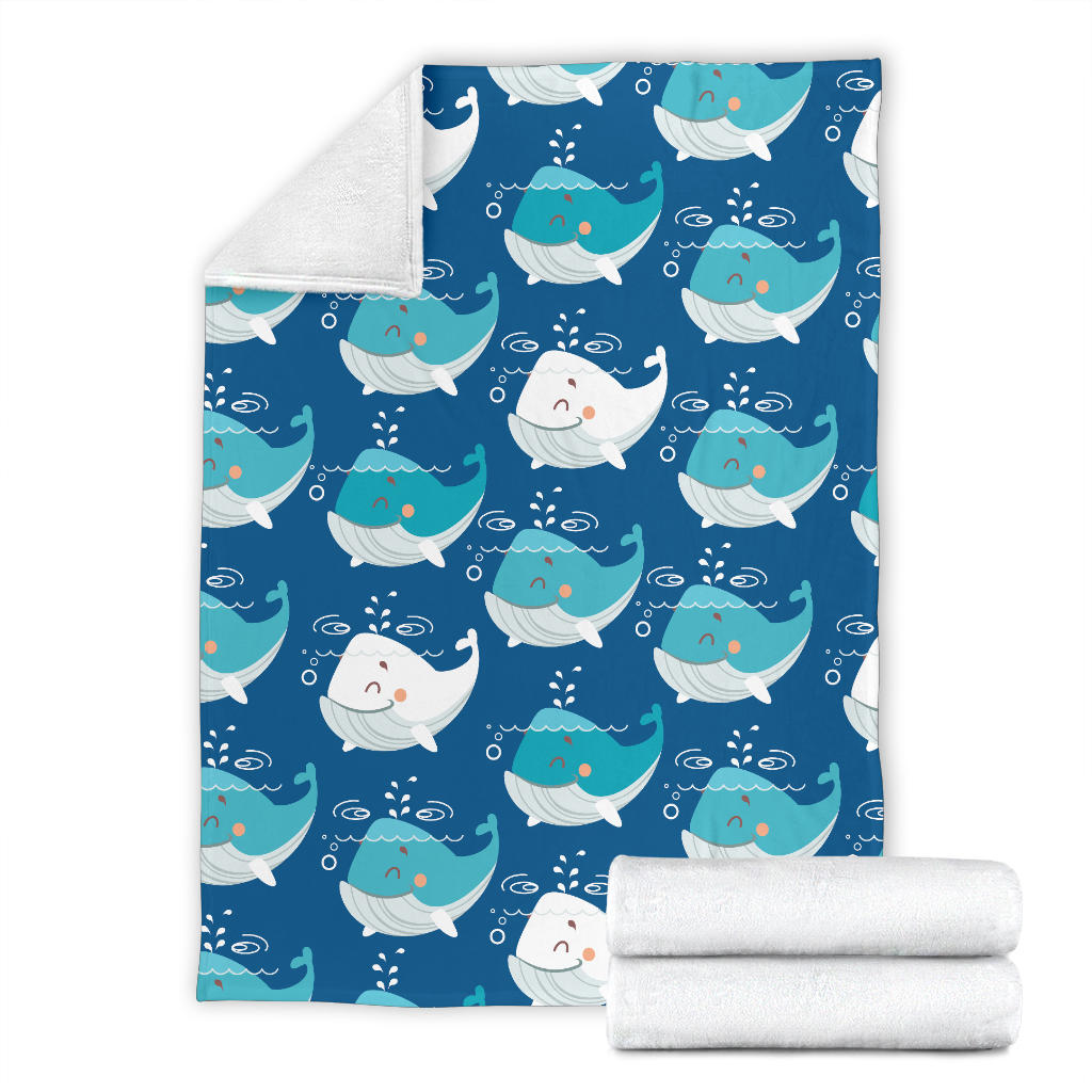 Blue Whale Pattern Print Design 01 Premium Blanket