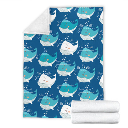 Blue Whale Pattern Print Design 01 Premium Blanket