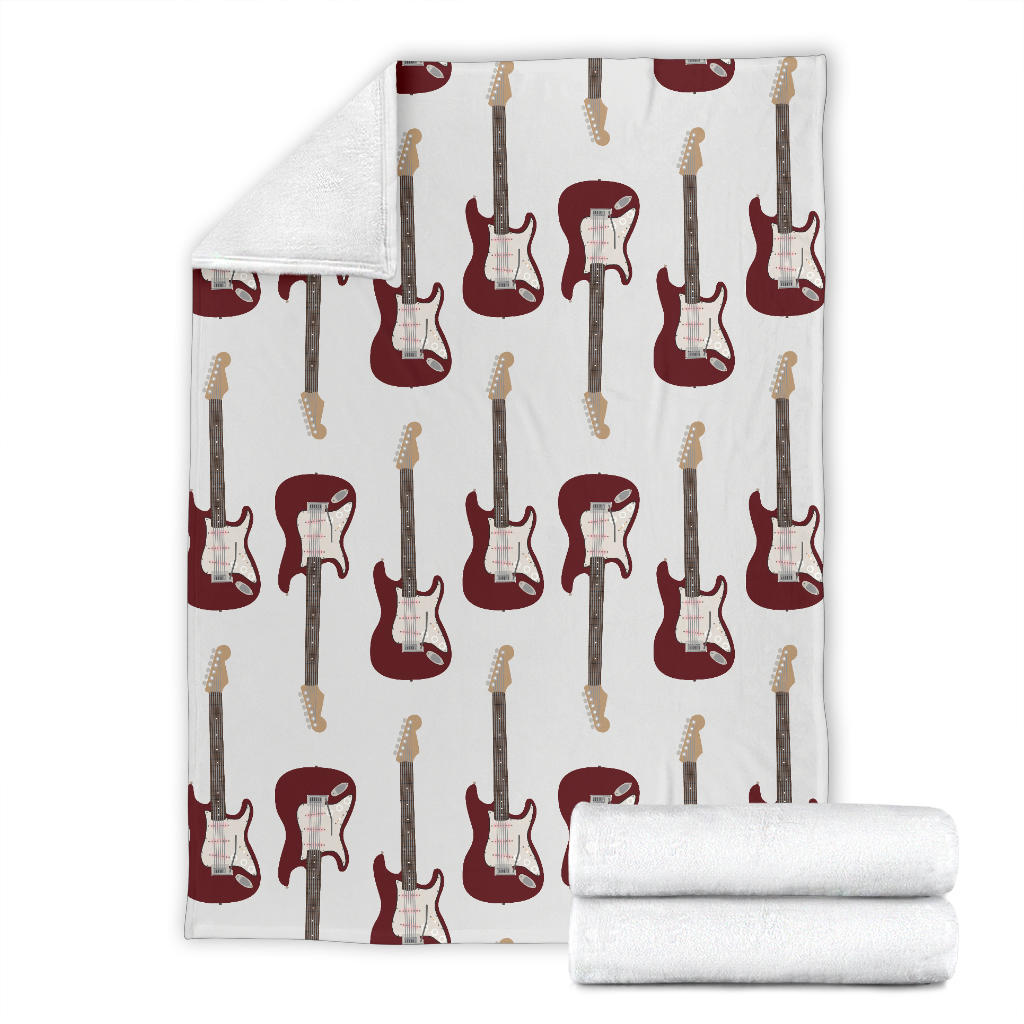 Bass Guitar Pattern Print Design 03 Premium Blanket