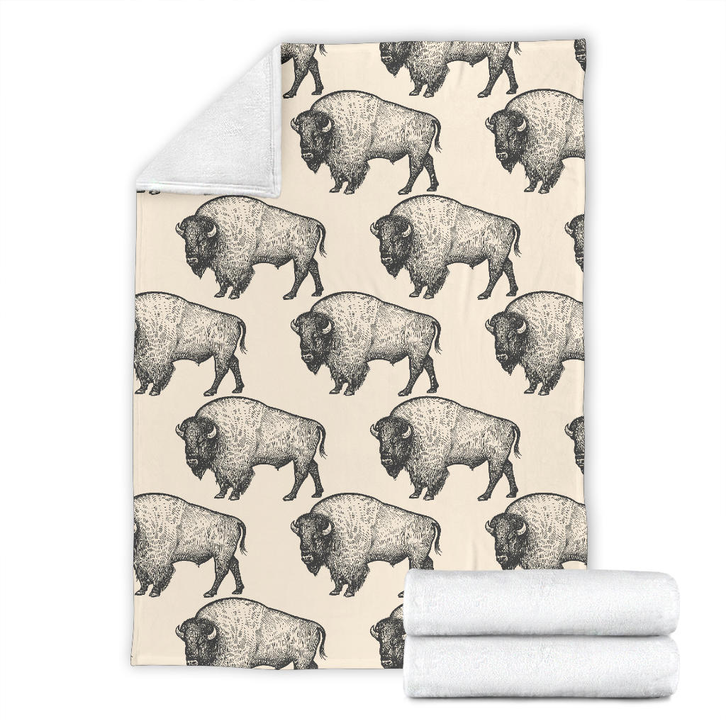 Bison Pattern Print Design 02 Premium Blanket